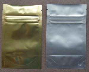 Aluminum Foil Zip Lock Bag Plastic Seeds Packaging , Golden / Silver